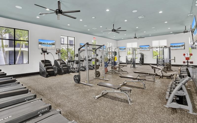 a gym with exercise equipment